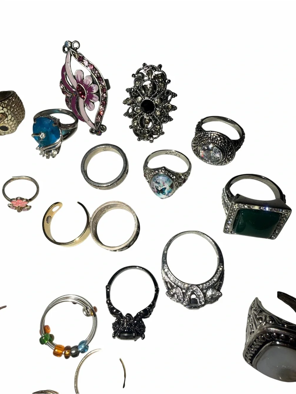 Assorted Women's Fashion Rings and ring stand